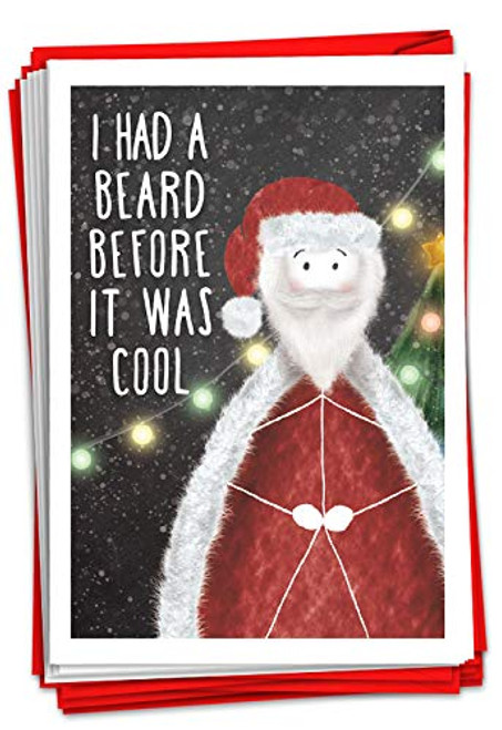 NobleWorks - 12 Hilarious Christmas Greeting Cards - Funny Boxed Cartoon Notecards Adult Holiday Humor 1 Design 12 Cards - Santas Cool Beard C3432XSG-B12x1 NobleWorks - 12 Hilarious Christmas Greeting Cards - Funny Boxed Cartoon Notecards Adult Holiday Humor 1 Design 12 Cards - Santas Cool Beard C3432XSG-B12x1