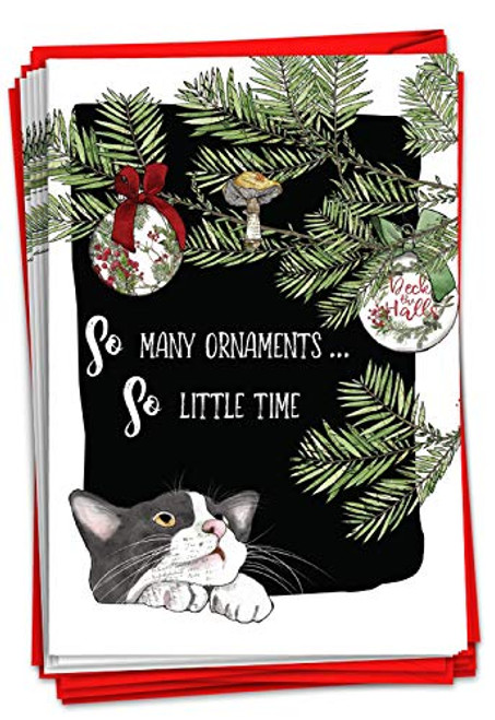NobleWorks - 12 Funny Animal Christmas Cards - Pet Holiday Humor Bulk Boxed Notecards with Envelopes 1 Design 12 Cards - So Many Ornaments Cat C3473XSG-B12x1 NobleWorks - 12 Funny Animal Christmas Cards - Pet Holiday Humor Bulk Boxed Notecards with Envelopes 1 Design 12 Cards - So Many Ornaments Cat C3473XSG-B12x1