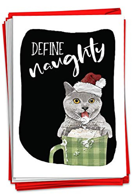 NobleWorks - 12 Funny Animal Christmas Cards - Pet Holiday Humor Bulk Boxed Notecards with Envelopes 1 Design 12 Cards - Define Naughty Cat C3469XSG-B12x1 NobleWorks - 12 Funny Animal Christmas Cards - Pet Holiday Humor Bulk Boxed Notecards with Envelopes 1 Design 12 Cards - Define Naughty Cat C3469XSG-B12x1