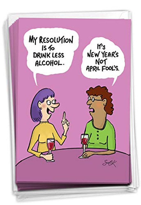 NobleWorks Wrong Holiday - 12 Funny New Year Cards Boxed - Hilarious Alcohol Humor Bulk Notecard Set for Women 1 Design 12 Cards C3408NYG-B12x1 NobleWorks Wrong Holiday - 12 Funny New Year Cards Boxed - Hilarious Alcohol Humor Bulk Notecard Set for Women 1 Design 12 Cards C3408NYG-B12x1