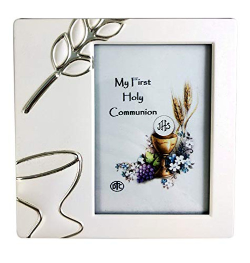 White and Silver Toned My First Holy Communion Tabletop Picture Frame 6 Inch
