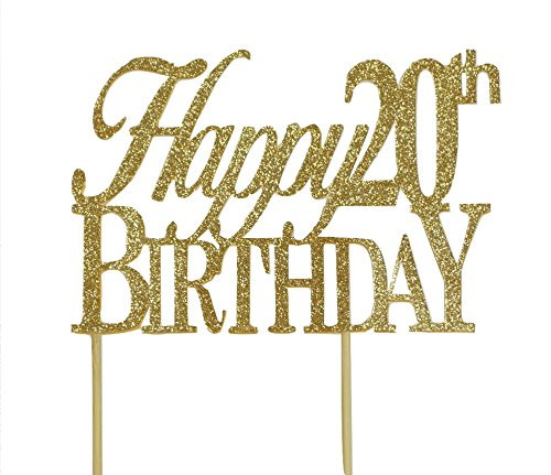 All About Details Gold Happy-20th-birthday Cake Topper All About Details Gold Happy-20th-birthday Cake Topper