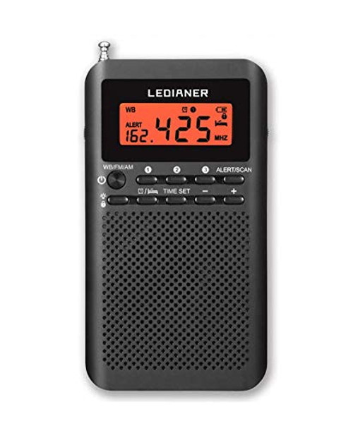 NOAA Weather AM FM Radio Portable Battery Operated by 2 AA Batteries with Stereo Earphone LCD Display Digital Alarm Clock Sleep TimerBuilt in Speaker Best Sound Quality_