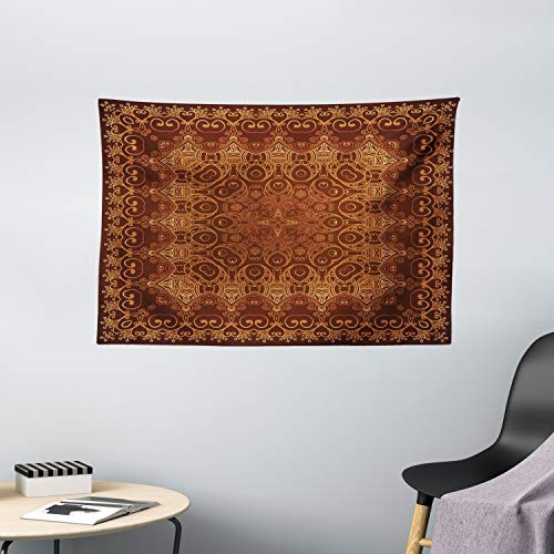 Ambesonne Antique Tapestry Vintage Lacy Persian Pattern from Ottoman Empire Palace Carpet Style Art Wide Wall Hanging for Bedroom Living Room Dorm 60 X 40 Orange Brown