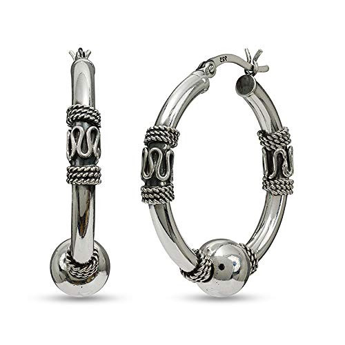 LeCalla Sterling Silver Jewelry Light-Weight Bali Hoop Click-Top Earrings for Women 22 MM LeCalla Sterling Silver Jewelry Light-Weight Bali Hoop Click-Top Earrings for Women 22 MM