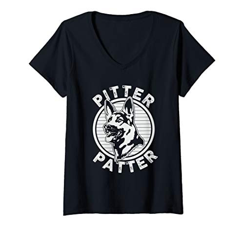 Womens Funny Pitter Patter - Dog German Shepherd Dog Rescue Woof V-Neck T-Shirt