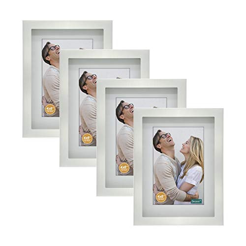 decanit 6x8 Aluminum Silver Metal Picture Frames Display Pictures 4x6 with Mat or 6x8 Without MatMulti Matt Silver Photo Frames Collage for Wall or Tabletop DisplayPack of 4