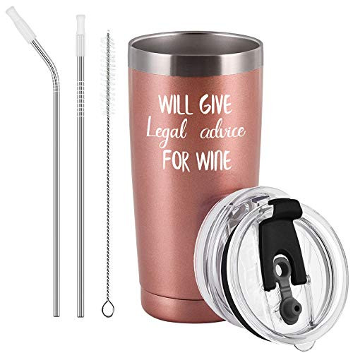 Lawyer Gifts Will Give Legal Advice for Wine Travel Tumbler with Lids Christmas Birthday Gifts for Lawyer Judge Attorney Paralegal Law Student 20 Oz Stainless Steel Insulated Tumbler Rose Gold Lawyer Gifts Will Give Legal Advice for Wine Travel Tumbler with Lids Christmas Birthday Gifts for Lawyer Judge Attorney Paralegal Law Student 20 Oz Stainless Steel Insulated Tumbler Rose Gold