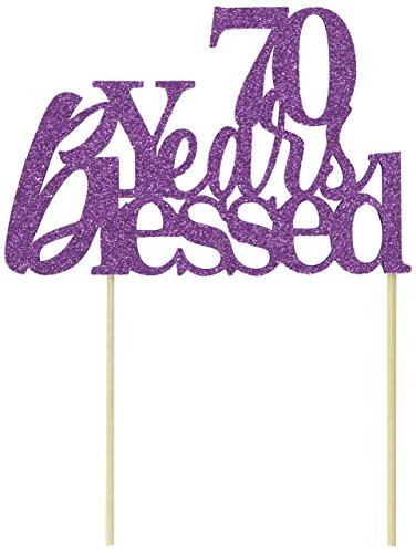 All About Details Purple 70-Years-Blessed Cake Topper