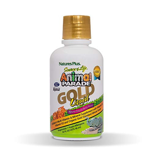 NaturesPlus Animal Parade Source of Life Gold Childrens Liquid Multivitamin 16 OZ - Natural Tropical Berry Flavor - Immune Support Supplement - Gluten-Free Vegan- 32 Servings NaturesPlus Animal Parade Source of Life Gold Childrens Liquid Multivitamin 16 OZ - Natural Tropical Berry Flavor - Immune Support Supplement - Gluten-Free Vegan- 32 Servings