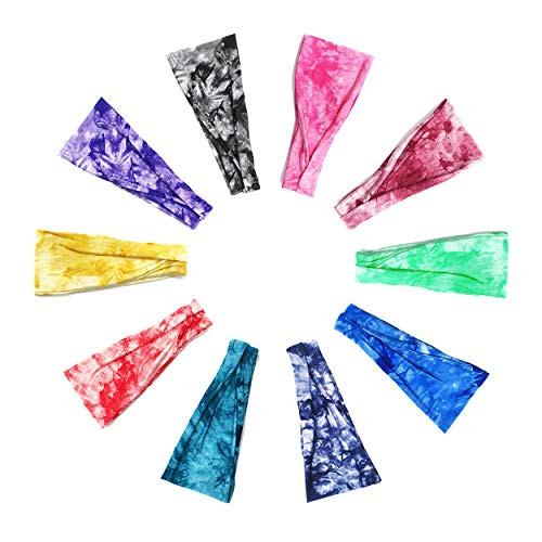Tie Dye Headbands Cotton Stretch Headbands Elastic Yoga Hairband for Teens Girls Women Adults Assorted Colors 10 PcsA-Tie Dye Tie Dye Headbands Cotton Stretch Headbands Elastic Yoga Hairband for Teens Girls Women Adults Assorted Colors 10 PcsA-Tie Dye