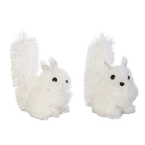 The Bridge Collection Fluffy White Squirrels Ornament Set 2 Assorted