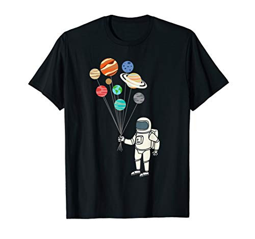 Astronaut Planets Balloons Funny Solar Space Birthday Party T-Shirt