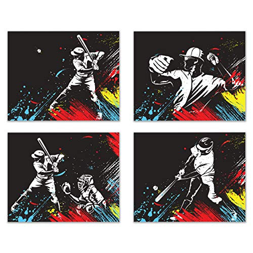 Baseball Vector Wall Art Decor Prints - Set of 4 8x10 Inch Unframed Poster Photos - Kids Bedroom - Gift Baseball Vector Wall Art Decor Prints - Set of 4 8x10 Inch Unframed Poster Photos - Kids Bedroom - Gift