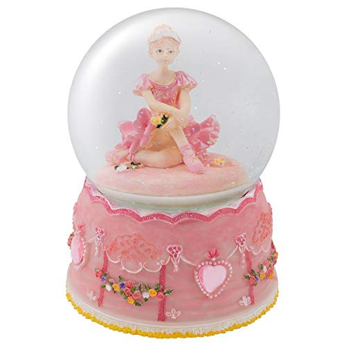 Elanze Designs Ballerina Sitting Pose Rotating Figurine 100MM Water Globe Plays Tune Swan Lake