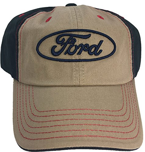 Checkered Flag Sports Ford 3-D Oval Two Tone Reverse Stitch Washed Twill Adjustable Adult Cap Hat