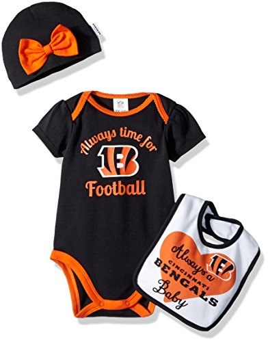 NFL Cincinnati Bengals Baby-Girls Bodysuit Bib   Cap Set Bengals 3-6 Months