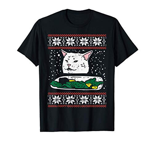 Woman Yelling At A Confused Cat Christmas Sweater Meme Gift T-Shirt