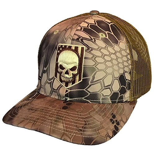 7_62 Design Kryptek Embroidered Skull Flag Highland Trucker Hat