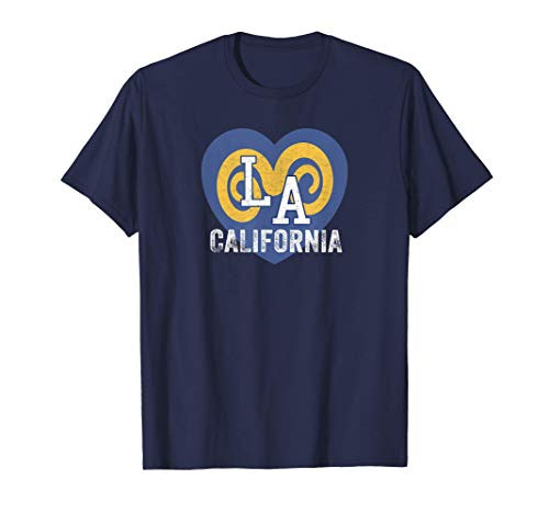 LA Blue Yellow Los Angeles La Sports Fan Gear Heart LA T-Shirt LA Blue Yellow Los Angeles La Sports Fan Gear Heart LA T-Shirt