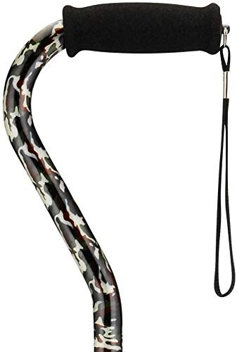 NOVA Designer Walking Cane with Offset Handle Lightweight Adjustable Walking Stick with Carrying Strap Camouflage Design