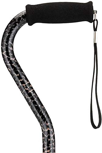 NOVA Designer Walking Cane with Offset Handle Lightweight Adjustable Walking Stick with Carrying Strap Leopard Design