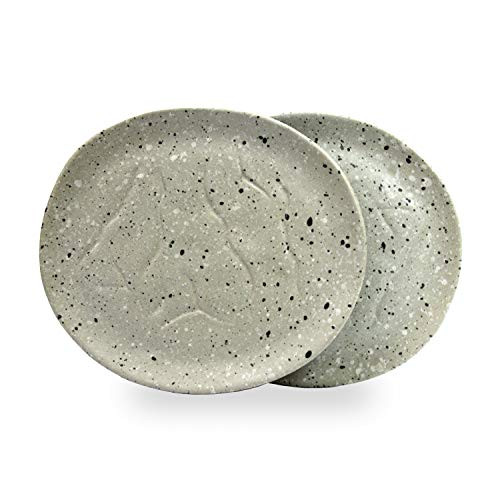 RoRo 7 Inch Mottled Appetizer Plate Set of 2 Gray Speckled Hand-Thrown