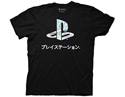 Ripple Junction Playstation Logo Foil Adult T-Shirt Large Black