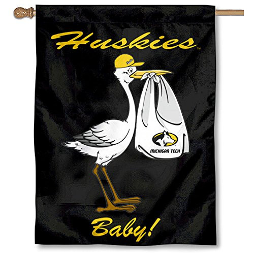 College Flags   Banners Co_ Michigan Tech Huskies New Baby Gift Banner Flag