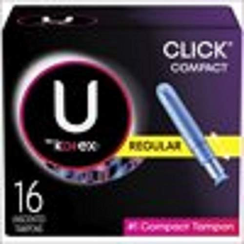 U by Kotex Click Compact Tampons Regular Unscented 16 Count Pack of 4