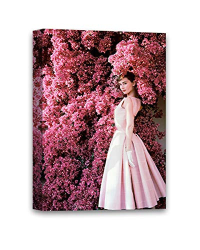 Funny Ugly Christmas Sweater Audrey Hepburn Canvas Gift Pink Mood Audrey Hepburn Photo Portrait Fine Art for Home Decor 8 x 12