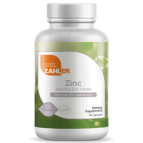 Zahler Zinc 50mg Supports Immune and Antioxidant Protection Certified Kosher 90 Capsules