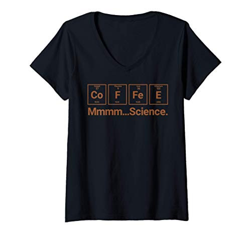 Womens Co F Fe E Mmmm Science Funny Periodic Table Coffee Nerd Gift V-Neck T-Shirt