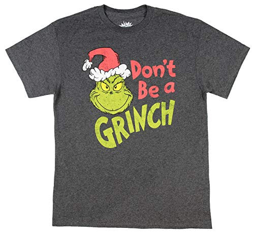 Dr_ Seuss Mens How The Grinch Stole Christmas Dont Be A Grinch Distressed Design Adult T-Shirt Medium Dr_ Seuss Mens How The Grinch Stole Christmas Dont Be A Grinch Distressed Design Adult T-Shirt Medium
