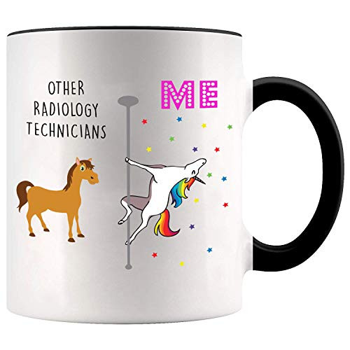 YouNique Designs Radiology Technician Coffee Mug 11 Ounces White Unicorn Mug for Radiologist Black Handle