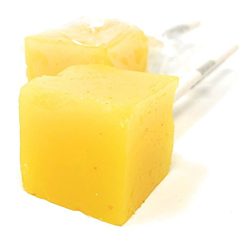 Hard Candy Cube Lollipop Suckers Individually Wrapped Flavored Sucker Pack by Espeez - Old Fashioned Square Party Pops in Bulk - Banana 24 Count