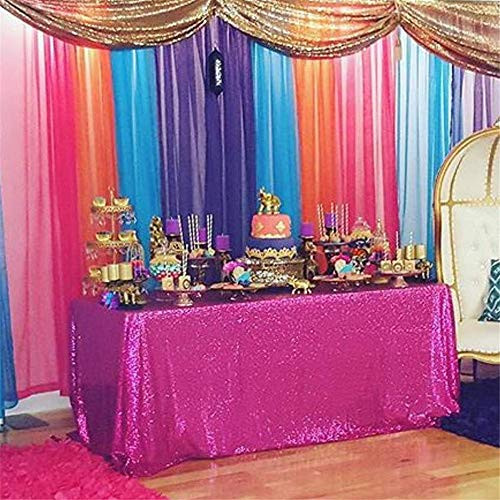 B-COOL 60x102-Inch Rectangle Fuchsia Sequin Tablecloth Glitter Tablecloth Wedding Party Sequin Tablecloth for Christmas