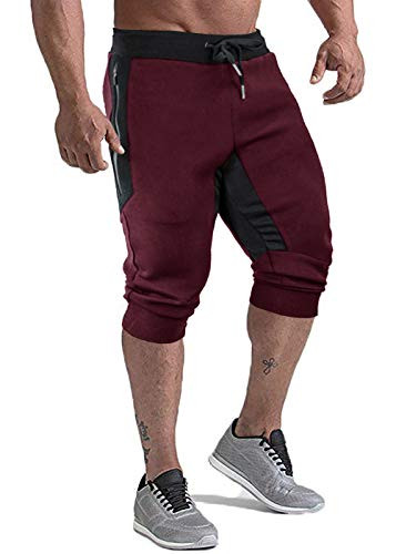 KEFITEVD Mens Athletic Short Pants with Pockets Jogging Shorts Workout Shorts Gym Running Short Pants Wine Red