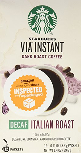 Starbucks Coffee 12-servings Extra Bold Decaffeinated Starbucks VIA Ready Brew Decaf Italian Roast Coffee Instant 39_6g_