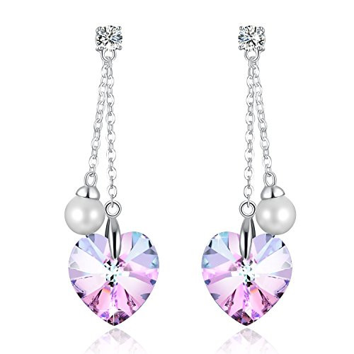 Mothers Day Gifts PLATO H Swarovski Elements CrystalForever Love Heart Shape Tassels Cultured Pearl Eardrop Women Fashion Jewelry Mothers Day Gifts PLATO H Swarovski Elements CrystalForever Love Heart Shape Tassels Cultured Pearl Eardrop Women Fashion Jewelry