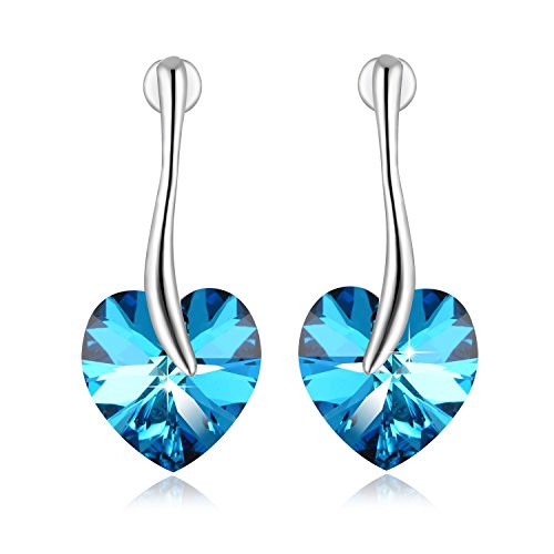 PLATO H Heart Shaped Crystal Earrings for Women Ocean Blue Heart Long Earrings With Crystal From Swarovski Fashion Color Changing Love Heart Jewelry Earring Birthday Gift for Girlfriend Mom or Daug PLATO H Heart Shaped Crystal Earrings for Women Ocean Blue Heart Long Earrings With Crystal From Swarovski Fashion Color Changing Love Heart Jewelry Earring Birthday Gift for Girlfriend Mom or Daug