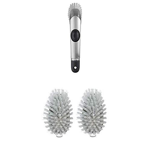 OXO SteeL Soap Dispensing Dish Brush with OXO SteeL Soap Dispensing Dish Brush Refills 2-Pack