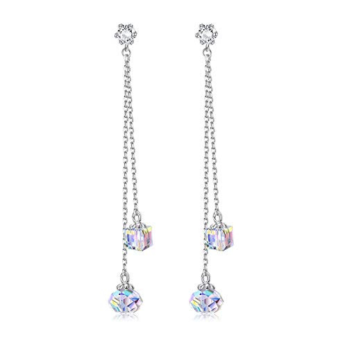 Sllaiss Made with Swarovski Crystals Drop Dangle Earrings for Women 925 Sterling Silver Aurora Borealis Dangling Earrings Hypoallergenic Birthday Jewelry Gift for Her Sllaiss Made with Swarovski Crystals Drop Dangle Earrings for Women 925 Sterling Silver Aurora Borealis Dangling Earrings Hypoallergenic Birthday Jewelry Gift for Her