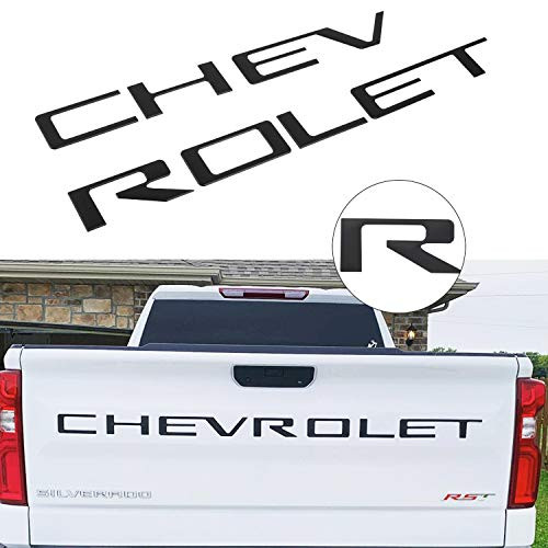 SEVENS Tailgate Inserts Letters Compatible with 2019 2020 Chevrolet Silverado 3D Raised Adhesive Decals Letters Tailgate Emblems Inserts Letters Black