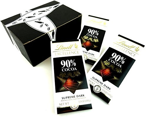 Lindt Excellence 90 Supreme Dark Chocolate 3_5 oz Bars in a BlackTie Box Pack of 3 Lindt Excellence 90 Supreme Dark Chocolate 3_5 oz Bars in a BlackTie Box Pack of 3