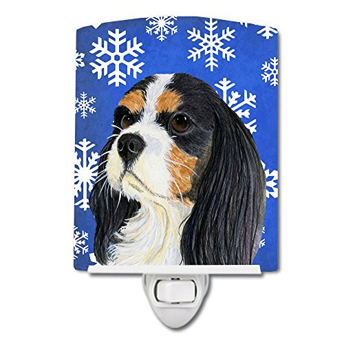 Carolines Treasures LH9279CNL Cavalier Spaniel Winter Snowflakes Holiday Ceramic Night Light 6x4x3 Multicolor