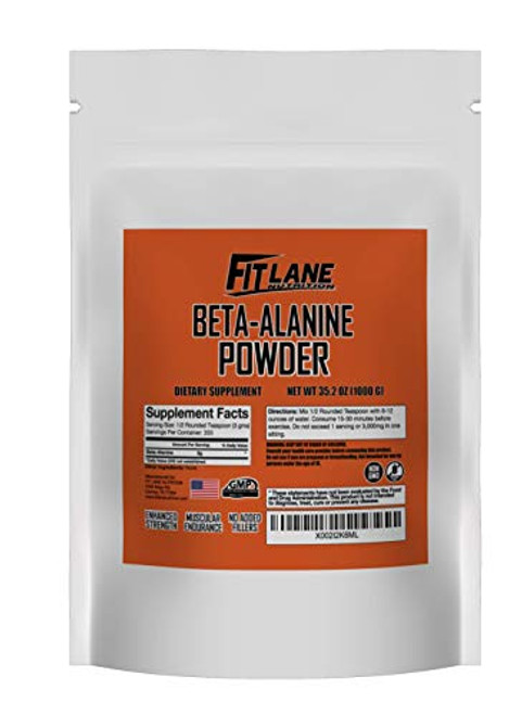Beta Alanine Powder_ Bulk Pre Workout Supplement by Fit Lane Nutrition_ 1000 Grams 2_2 lbs 333 Servings Unflavored_ Value Sized Bag_