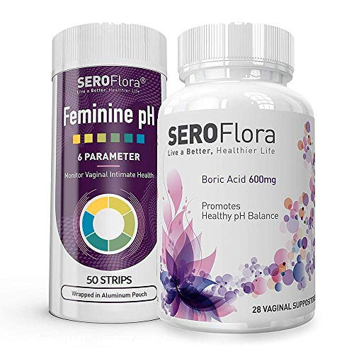 Boric Acid Vaginal Suppositories 28 Count  50 pH Test Strips