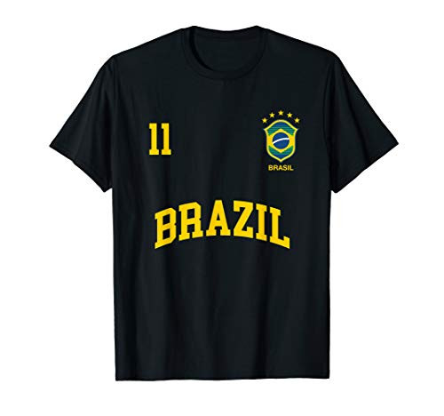 Brazil T-Shirt Number 11 Brazilian Soccer Team Sports Shirt