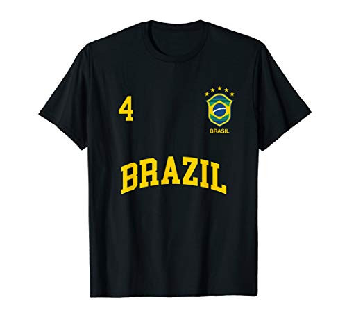 Brazil T-Shirt Number 4 Brazilian Soccer Team Sports Shirt